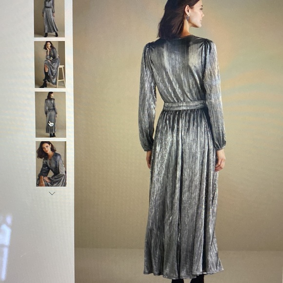 Silver maxi dress with sash NWT - Picture 2 of 6